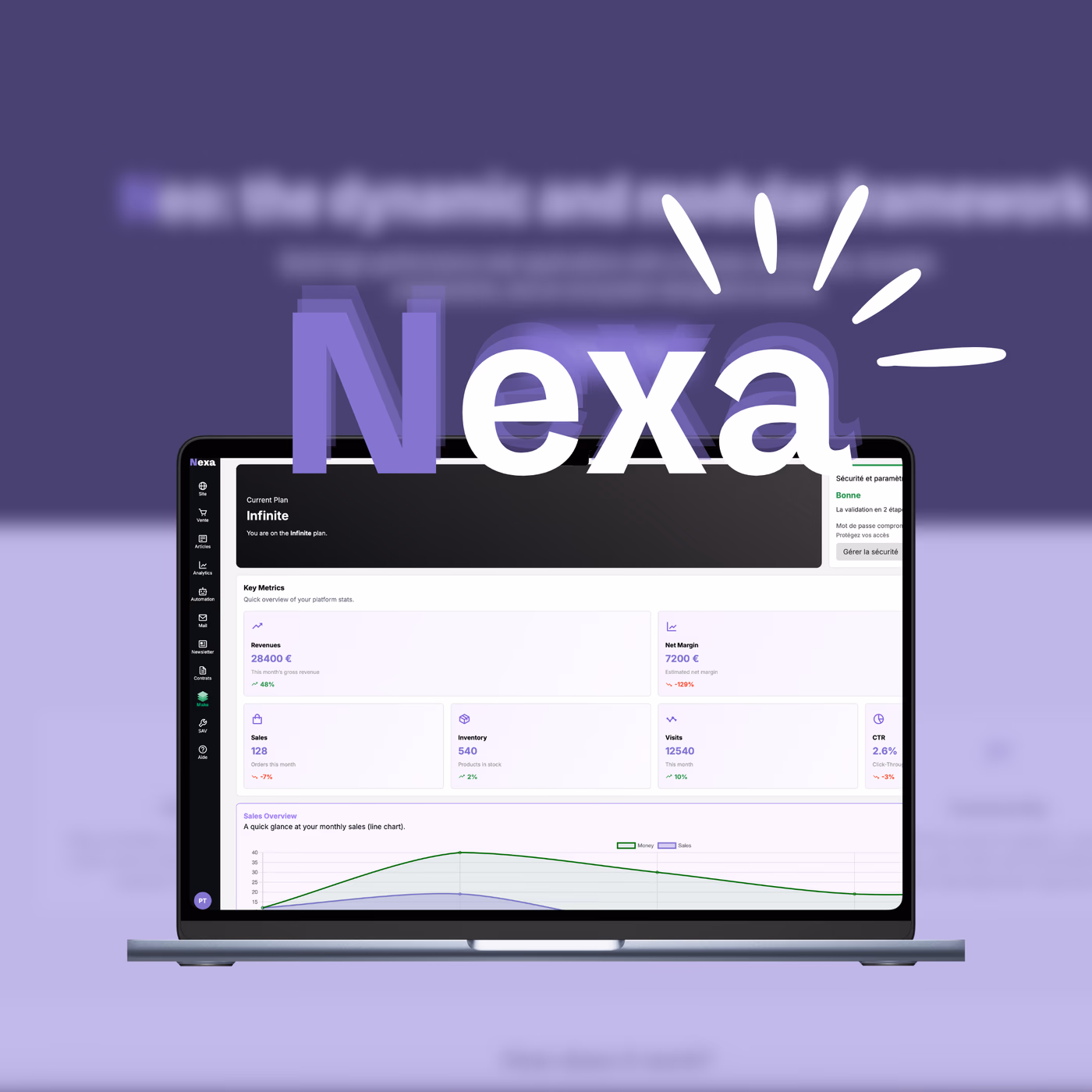 Aperçu de l'interface Nexa, outil de suivi client Loovia